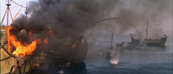 The progression of a naval battle, Cleopatra (1963)