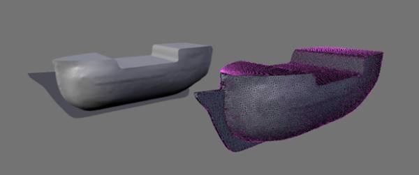 3D wireframe mesh of a scanned fridge magnet.